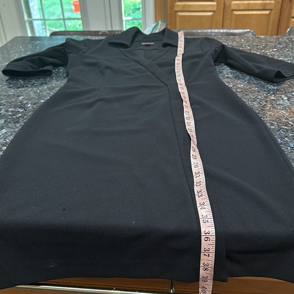 Tahari ASL Black Sheath Dress with Notched Collar - Picture 7 of 12